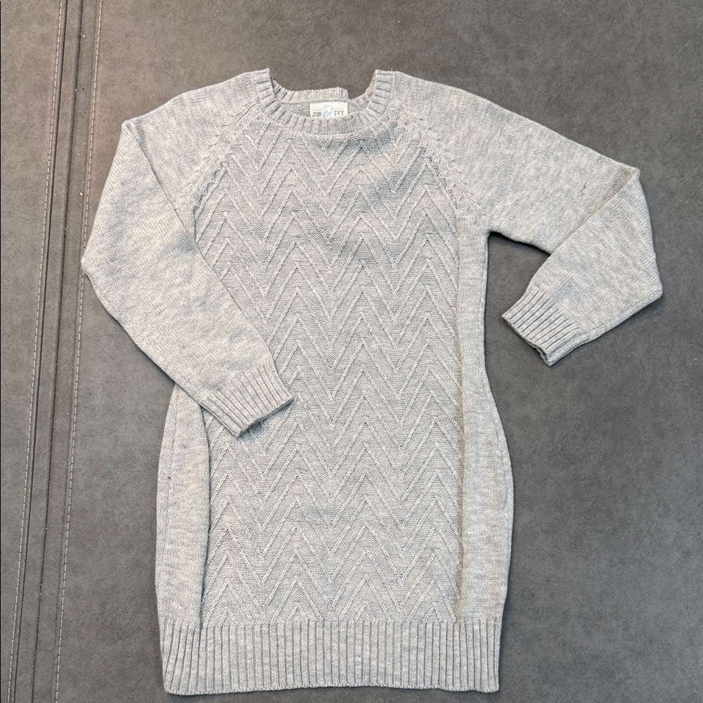 Gray Chevron Sweater Dress